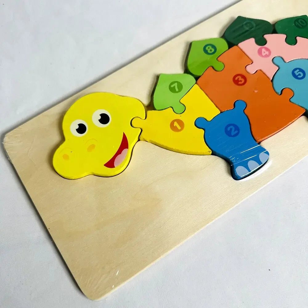 NEW Dinosaur Education Numbered Color Block Wooden Puzzle (SEALED)
